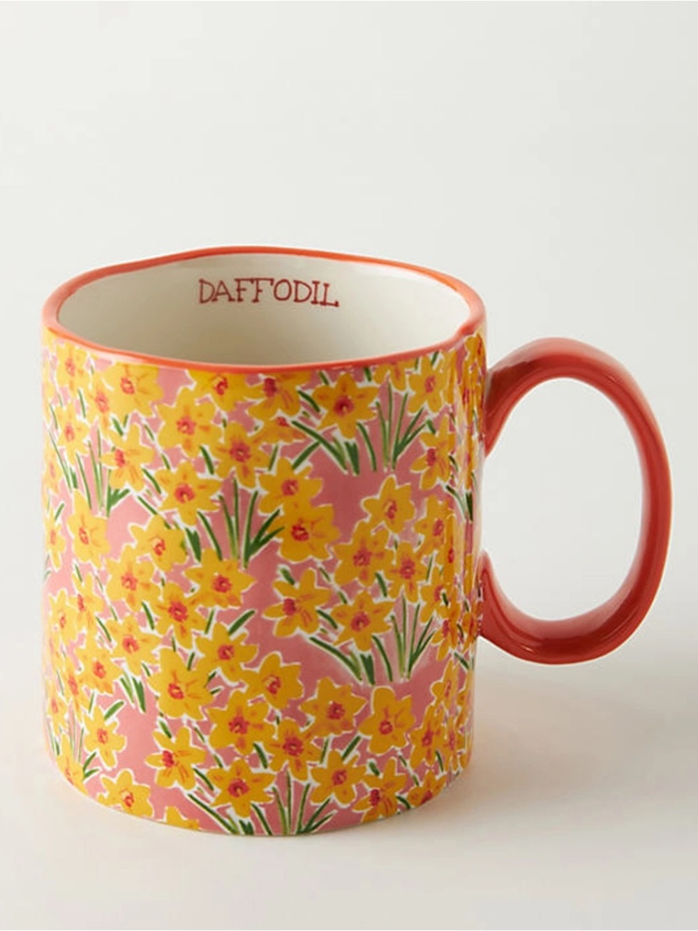 Anthropologie Pink Orange Kimmy Scafuro Flowerfield Daffodil Ceramic Mug